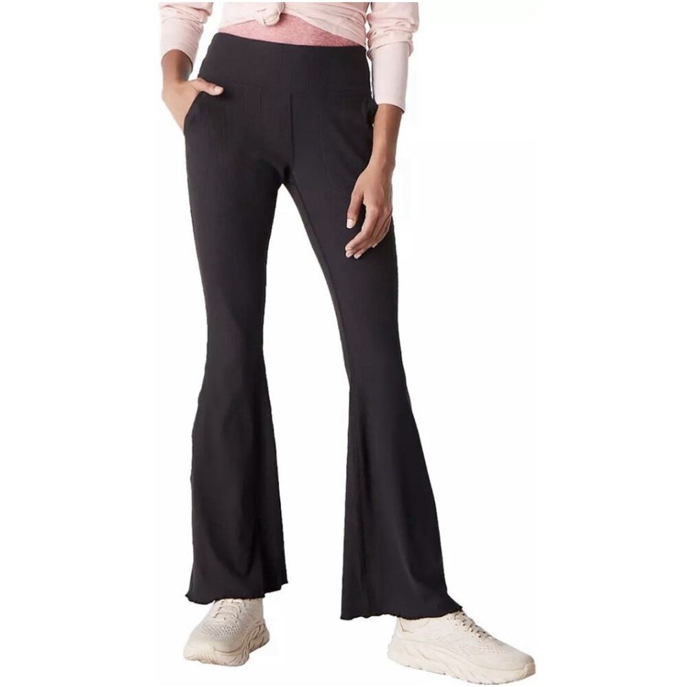 Outdoor Voices Superform Ribbed Flare Leggings BXS Black Athleisure Travel - Picture 5 of 13